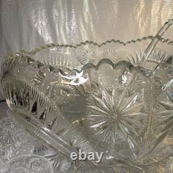 Vintage L. E. Smith Pinwheel & Stars Punch Bowl Set Tray, Ladle, 12 Cups