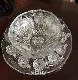 Vintage L. E. Smith Punch Bowl Pinwheels & Stars 15pc. Sterling Silver Ladle