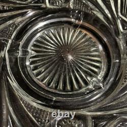 Vintage L. E. Smith Punch Bowl Set Pinwheel & Stars Glass Clear 15-Pc Peacock