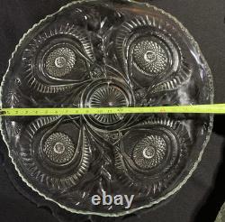 Vintage L. E. Smith Punch Bowl Set Pinwheel & Stars Glass Clear 15-Pc Peacock