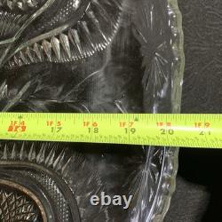 Vintage L. E. Smith Punch Bowl Set Pinwheel & Stars Glass Clear 15-Pc Peacock