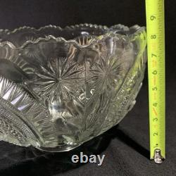 Vintage L. E. Smith Punch Bowl Set Pinwheel & Stars Glass Clear 15-Pc Peacock