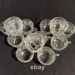 Vintage L. E. Smith Punch Bowl Set Pinwheel & Stars Glass Clear 15-Pc Peacock