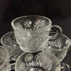 Vintage L. E. Smith Punch Bowl Set Pinwheel & Stars Glass Clear 15-Pc Peacock
