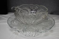 Vintage L E Smith Punch Bowl Set Pinwheels & Stars NO CUPS (L2602)