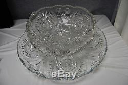 Vintage L E Smith Punch Bowl Set Pinwheels & Stars NO CUPS (L2602)