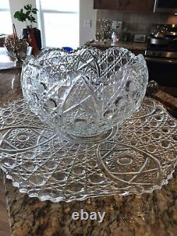 Vintage L. E. Smith Punch Bowl Set with Under Plate 12 Cups
