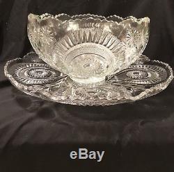 Vintage L. E. Smith (Slewed Horseshoe) Punch Bowl-Plate-12 Cups
