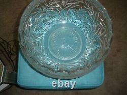 Vintage L. E. Smith clear pressed glass punch bowl, HOLIDAY 1930s