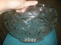 Vintage L. E. Smith clear pressed glass punch bowl, HOLIDAY 1930s