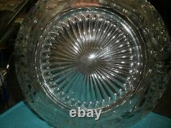 Vintage L. E. Smith clear pressed glass punch bowl, HOLIDAY 1930s