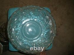 Vintage L. E. Smith clear pressed glass punch bowl, HOLIDAY 1930s