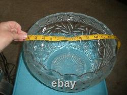 Vintage L. E. Smith clear pressed glass punch bowl, HOLIDAY 1930s