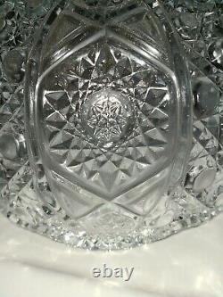 Vintage LE Smith 20pc Glass Daisy & Button Punch Bowl Set, Cups, Ladle, box