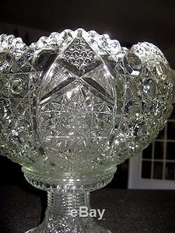 Vintage LE Smith Button & Daisy Punch Bowl With Glass Stand