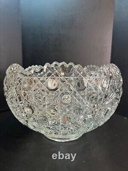Vintage LE Smith Daisy And Button Glass Punch Bowl Set Mid-Century 18 Cups