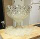 Vintage LE Smith Daisy Hob Star Patterned Glass Punch Bowl Set Stand Ladle Cups