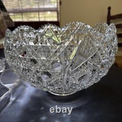 Vintage LE Smith Glass Co. Daisy And Button Punch Bowl 18 Cups & Ladle Excellent