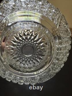 Vintage LE Smith Glass Co. Daisy And Button Punch Bowl 18 Cups & Ladle Excellent