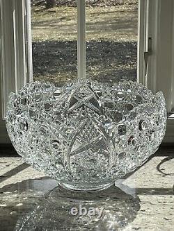 Vintage LE Smith Glass DAISY AND BUTTON Punch Bowl Set 18 cups