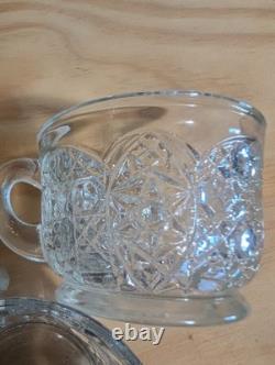 Vintage LE Smith Glass Daisy And Button Punch Bowl Set 12 Cups (2 Kind)