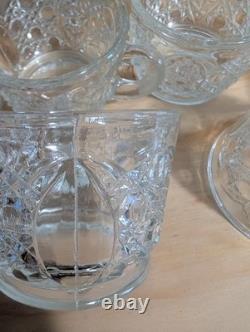 Vintage LE Smith Glass Daisy And Button Punch Bowl Set 12 Cups (2 Kind)