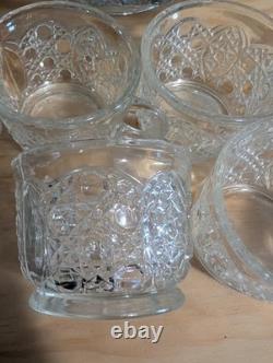 Vintage LE Smith Glass Daisy And Button Punch Bowl Set 12 Cups (2 Kind)