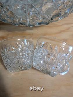Vintage LE Smith Glass Daisy And Button Punch Bowl Set 12 Cups (2 Kind)