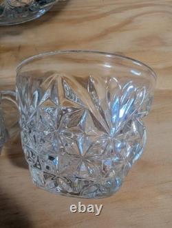 Vintage LE Smith Glass Daisy And Button Punch Bowl Set 12 Cups (2 Kind)