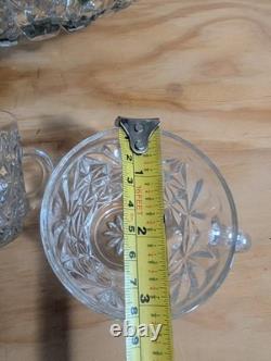 Vintage LE Smith Glass Daisy And Button Punch Bowl Set 12 Cups (2 Kind)