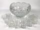 Vintage LE Smith Glass Daisy And Button Punch Bowl Set 16 Cups Glass Ladle