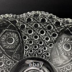 Vintage LE Smith Glass Daisy And Button Punch Bowl Set 18 Cups Plastic Ladle 13