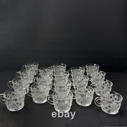 Vintage LE Smith Glass Daisy And Button Punch Bowl Set 18 Cups Plastic Ladle 13
