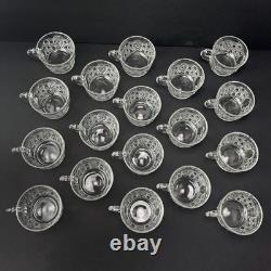 Vintage LE Smith Glass Daisy And Button Punch Bowl Set 18 Cups Plastic Ladle 13