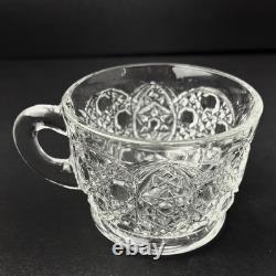 Vintage LE Smith Glass Daisy And Button Punch Bowl Set 18 Cups Plastic Ladle 13