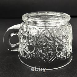 Vintage LE Smith Glass Daisy And Button Punch Bowl Set 18 Cups Plastic Ladle 13