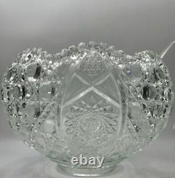 Vintage LE Smith Glass Daisy And Button Punch Bowl Set 24 Cups Box MCM