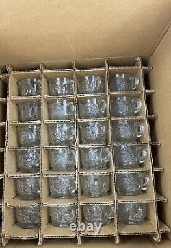 Vintage LE Smith Glass Daisy And Button Punch Bowl Set 24 Cups Box MCM