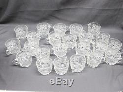 Vintage LE Smith Glass Daisy and Button Punch Bowl Ladle Metal Base 22 Cups