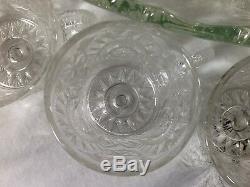 Vintage LE Smith Glass Pinwheel Punch Bowl Underplate & Cups Set