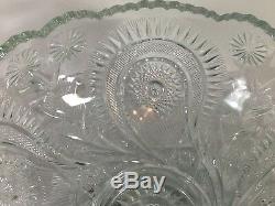 Vintage LE Smith Glass Pinwheel Punch Bowl Underplate & Cups Set