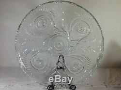 Vintage LE Smith Glass Pinwheel Punch Bowl Underplate & Cups Set