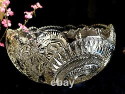 Vintage LE Smith Glass Punch Bowl 13 wide, 8 deep