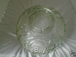 Vintage LE Smith Glass Slewed Horseshoe Punch Bowl, Under Plate & 24 Cups Set