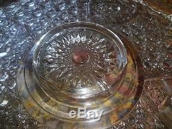 Vintage LE Smith Glass pressed glass punchbowl FULL 33 piece set Daisy & Buttons