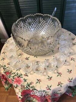 Vintage LE Smith Handmade 20pc Crystal Punch Bowl Set