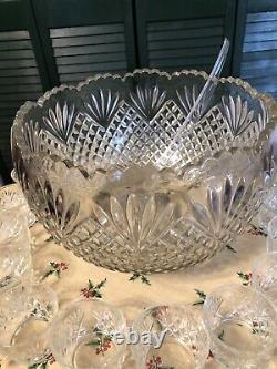 Vintage LE Smith Handmade 20pc Crystal Punch Bowl Set