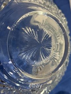 Vintage LE Smith Large Glass Punch Bowl 14x6.5 And 11 Cup Set Pinwheel Stars