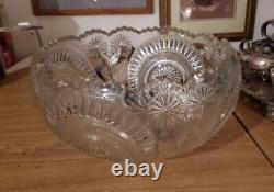 Vintage LE Smith Large Punch Bowl, 17 Cups Pinwheel Stars, EUC