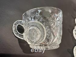 Vintage LE Smith Pinwheel & Star Glass Punch Bowl Set 12 Cups Ladle 16 Pc
